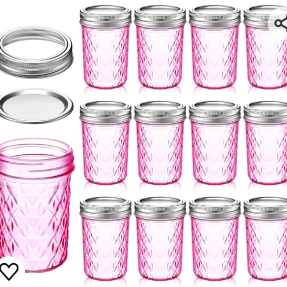 6 Pink Mason Jar - Picture 1 of 5